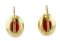 Red Coral & 18 Karat Yellow Gold Stud Earrings, Set of 2, Image 2