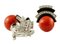 Diamond, Onyx, Coral & 14K White Gold Stud Earrings, Set of 2 2