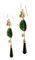 Diamond, Pink Coral, Green Agate, Onyx & 14K White Gold Dangle Earrings, Set of 2 2