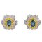 Boucles d'Oreilles Diamant, Saphir Jaune et Bleu et Or Blanc, Set de 2 1