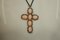 Pendentif croix en corail, émeraude, rubis, diamant, or rose 9 carats et argent 4