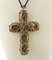 Coral, Emerald, Ruby, Diamond, 9 Karat Rose Gold and Silver Cross Pendant, Image 5