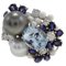 Anillo en forma de racimo de diamantes, zafiros, aguamarina, perlas y oro, Imagen 1