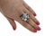 Anillo en forma de racimo de diamantes, zafiros, aguamarina, perlas y oro, Imagen 5
