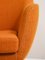 Skandinavische Armlehnstühle mit Orangefarbenem Stoff, 2er Set 6