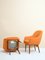 Scandinavian Armchairs with Orange Fabric, Set of 2, Image 4