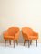 Scandinavian Armchairs with Orange Fabric, Set of 2 1