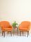 Scandinavian Armchairs with Orange Fabric, Set of 2, Image 3