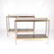 Brushed Steel Consoles in Golden Brass with Laminate Trays, Set of 2 1