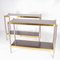 Brushed Steel Consoles in Golden Brass with Laminate Trays, Set of 2 7