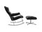 Black Leather Rocking Chair with Ottoman, 1960s, Image 2
