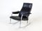 Rocking Chair en Cuir Noir avec Ottoman, 1960s 4