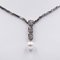 Collier Vintage en Or Blanc 14K avec 3 Diamants et Perle, 1980s 2