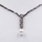 Vintage Necklace in 14K White Gold with 3 Diamonds and Pearl, 1980s 2