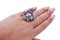 Amethyst, Turquoise, Diamond, 9 Karat Rose Gold and Silver Ring, Image 4