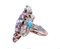 Amethyst, Turquoise, Diamond, 9 Karat Rose Gold and Silver Ring, Image 2