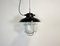 Lámpara colgante industrial de fábrica esmaltada en negro, años 60, Imagen 1