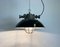Lámpara colgante industrial enjaulada de hierro fundido y esmalte negro, años 50, Imagen 8