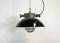 Lámpara colgante industrial enjaulada de hierro fundido y esmalte negro, años 50, Imagen 1