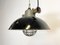 Industrial Black Enamel and Cast Iron Cage Pendant Light, 1950s 7