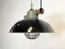 Lámpara colgante industrial enjaulada de hierro fundido y esmalte negro, años 50, Imagen 7