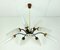 Mid-Century Sputnik Chandelier in Teak, Metal & Brass with 9 Striped Glass Shades 1