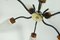 Mid-Century Sputnik Chandelier in Teak, Metal & Brass with 9 Striped Glass Shades, Image 8