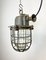 Industrial Grey Cast Iron Cage Pendant Light, 1960s 3