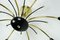 Lustre Sputnik Spider Mid-Century en Laiton, Métal et Plastique Noir, 1950s 5