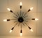 Mid-Century Brass, Metal & Black Plastic Sputnik Spider Chandelier in the Style of Stilnovo, 1950s 10