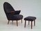 Danish Armchair with Stool, 1960s, Set of 2 1