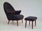 Fauteuil avec Tabouret, Danemark, 1960s, Set de 2 1