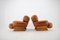 Italian Armchairs in Wood and Cognac Leather, 1970s, Set of 2, Image 6