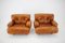 Italian Armchairs in Wood and Cognac Leather, 1970s, Set of 2, Image 4