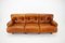 Italian Armchairs and 3-Seater Sofa in Wood and Cognac Leather, 1970s, Set of 3, Image 5