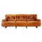 Italian 3-Seater Sofa in Wood and Cognac Leather, 1970s 1