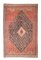 Geometric Antique Dark Red Rug with Border and Rhombuses 1