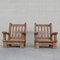 French Brutalist Oak Chunky Armchairs, Set of 2 14