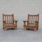 French Brutalist Oak Chunky Armchairs, Set of 2 16
