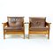 Lounge Chairs in Leather and Wood, Czechoslovakia 1970s, Set of 2 1