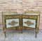 19th Century French Bronze Vitrine Nightstands with Glass Doors and Brass Drawers, Set of 2 1