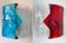 Italian Blue and Red Murano Glass Arrow Sconces from Mazzega, 1970s, Set of 2 1