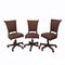 Mid-Century Swivel Chairs in Wood and Leather from Genoveva Spain, Set of 3 1