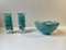Swedish Blue Atoll Art Glass Bowl & Candlesticks by Anna Ehrner for Kosta Boda, 1980s, Set of 3 4
