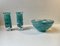 Swedish Blue Atoll Art Glass Bowl & Candlesticks by Anna Ehrner for Kosta Boda, 1980s, Set of 3, Image 4