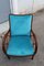 Walnut and Light Blue Velvet Armchair by Paolo Buffa, 1940s, Image 2