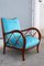 Walnut and Light Blue Velvet Armchair by Paolo Buffa, 1940s, Image 10