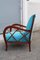 Walnut and Light Blue Velvet Armchair by Paolo Buffa, 1940s, Image 3