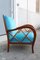 Walnut and Light Blue Velvet Armchair by Paolo Buffa, 1940s, Image 8