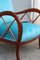 Walnut and Light Blue Velvet Armchair by Paolo Buffa, 1940s, Image 7